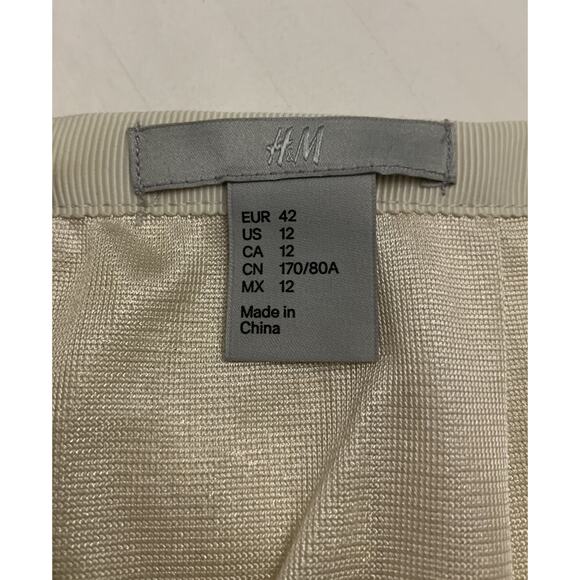 H&M Women’s Shiny Gold & Cream Mini Pencil Skirt Size US 12 Party New Year's - Picture 10 of 12